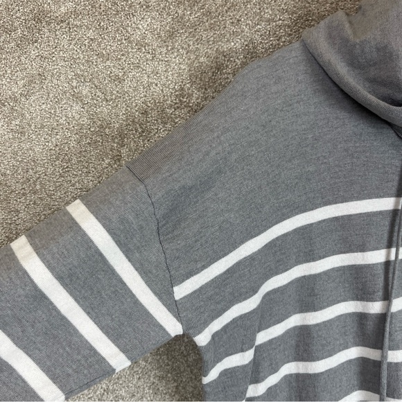 Max Studio Sweater Womens Large Gray Stripe Cowl Neck Pullover Stretch- 2984* - Picture 4 of 11